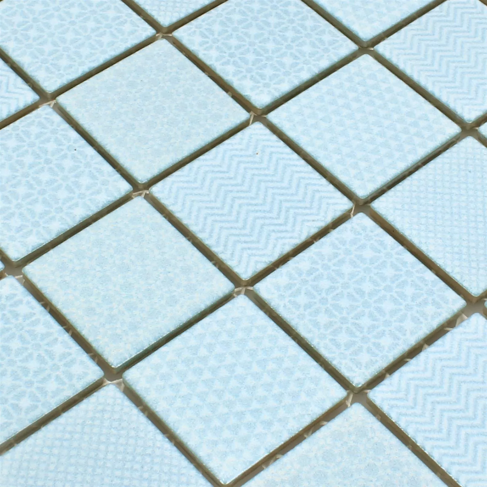 Muestra Azulejos De Mosaico Cerámica Sapporo Azul Claro