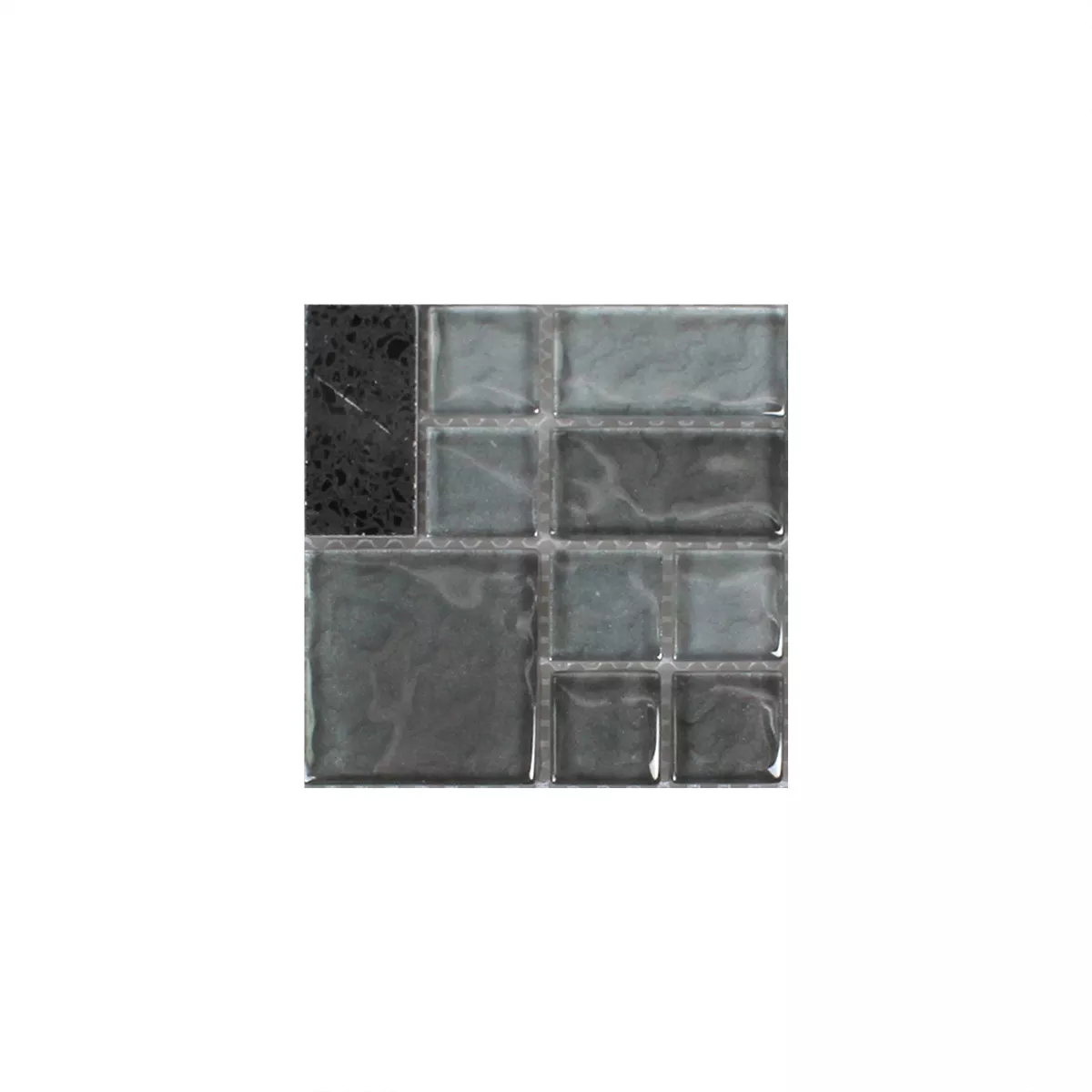 Muestra Azulejos De Mosaico Lauria Cristal Piedra Artificial Negro