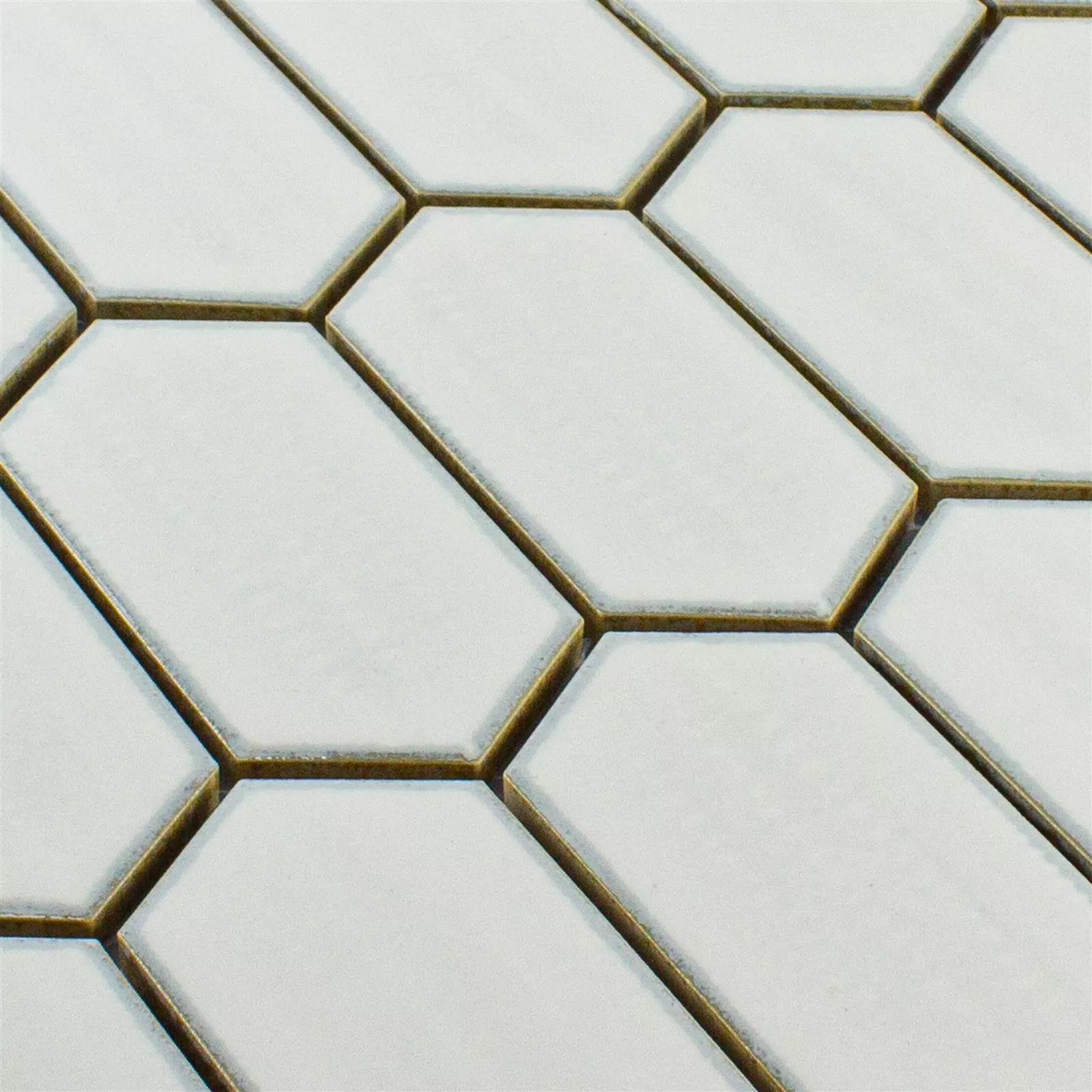 Muestra Cerámica Azulejos De Mosaico McCook Hexagonales Larga Blanco