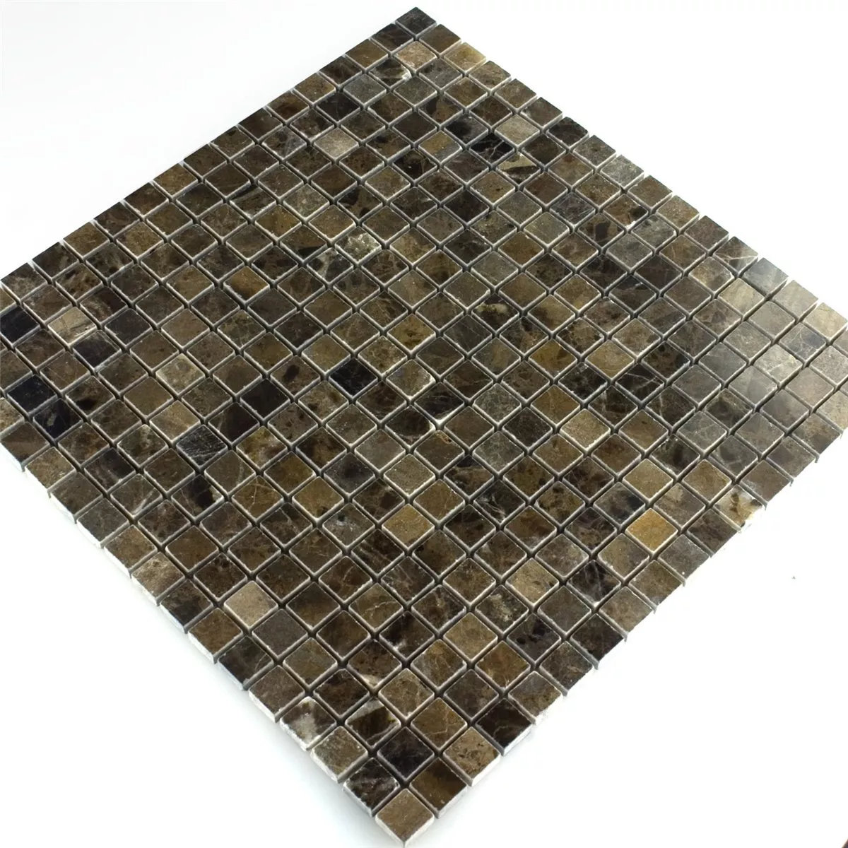 Azulejos De Mosaico Mármol Marrón Pulido 15x15x10mm