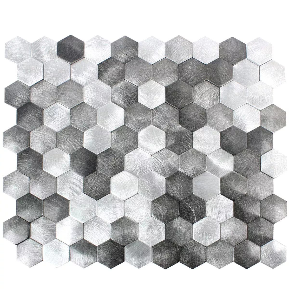 Azulejos De Mosaico Sindos Hexagonales 3D Negro Plateado