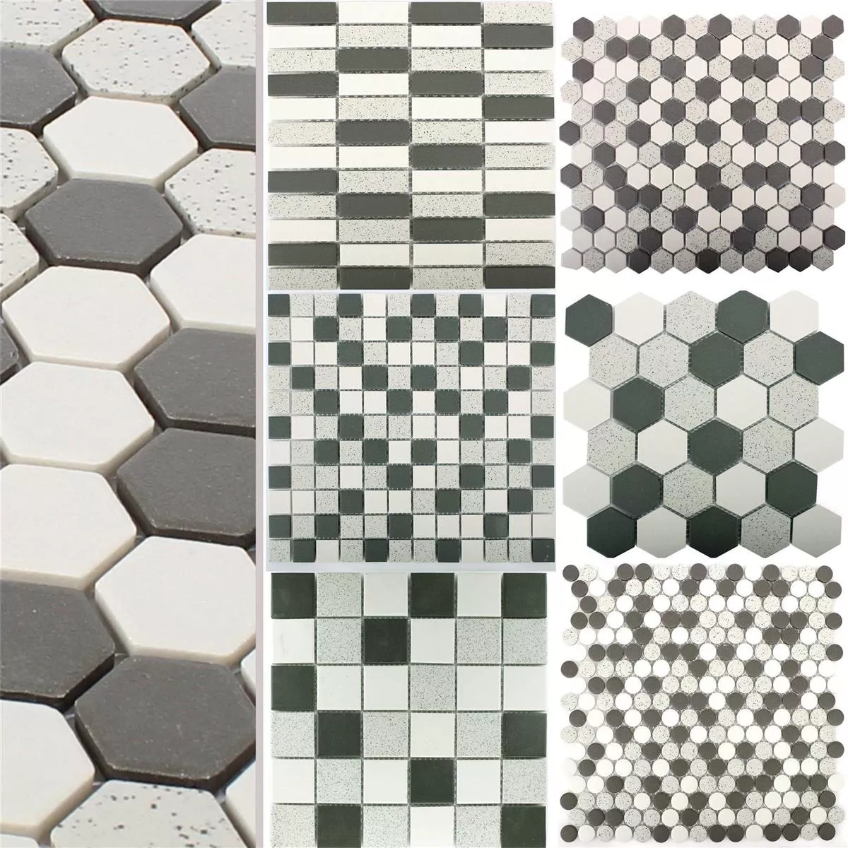 Cerámica Azulejos De Mosaico Monforte Negro Gris Antideslizante R10