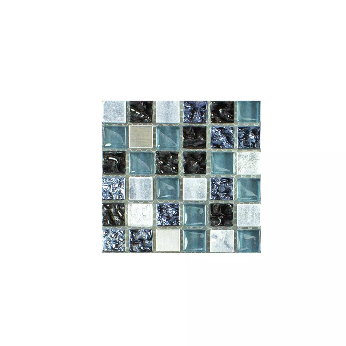 Muestra Cristal Piedra Natural Acero Inoxidable Mosaico Dysart Gris Azul Plateado