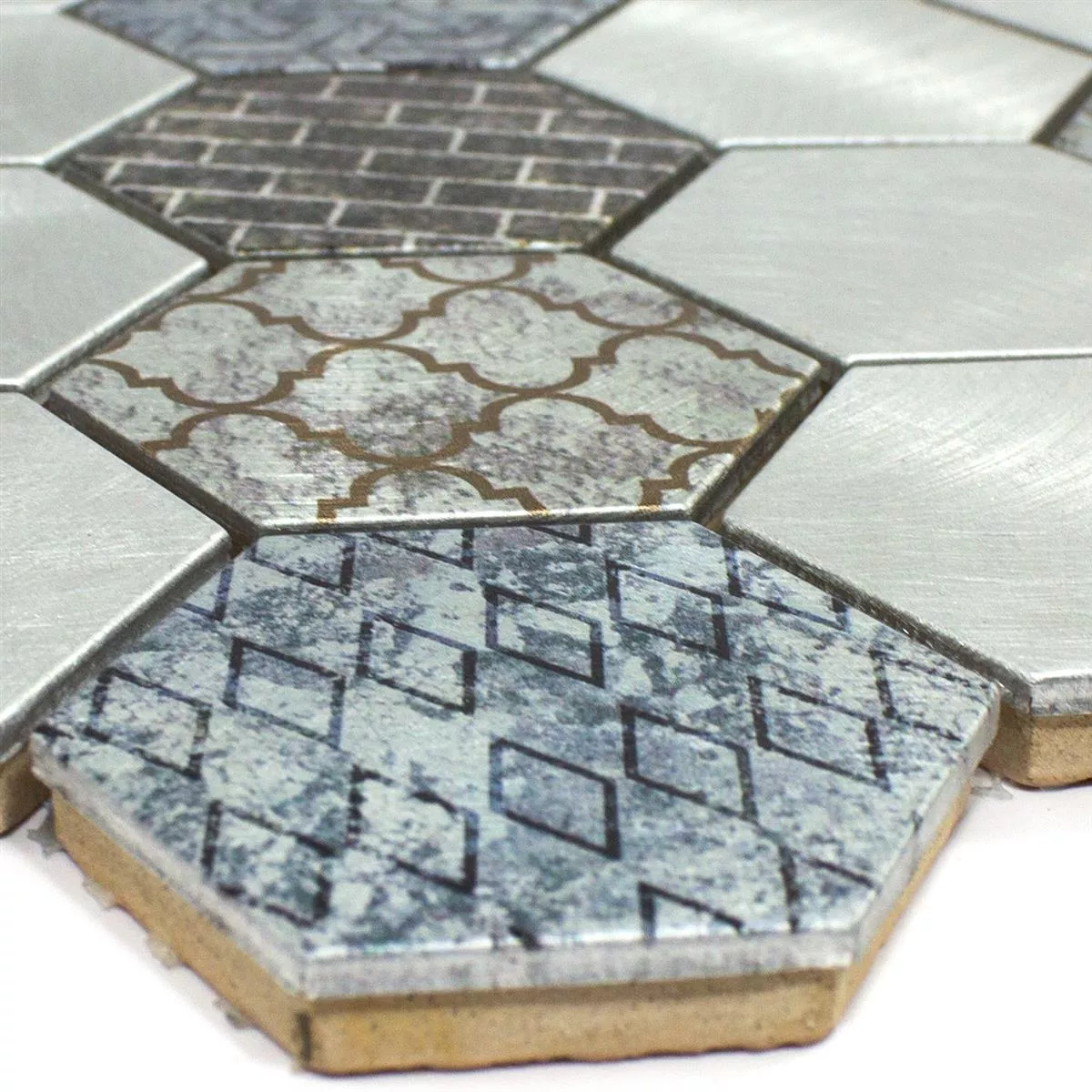 Azulejos De Mosaico Sunrise Gris Plateado