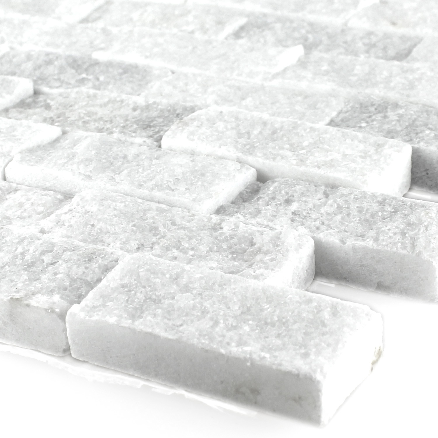 Azulejos De Mosaico Piedra Natural Mármol Treviso Brick Blanco 3D
