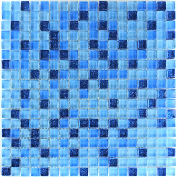 Mosaico De Cristal Azulejos Azul Brillo 15x15x8mm