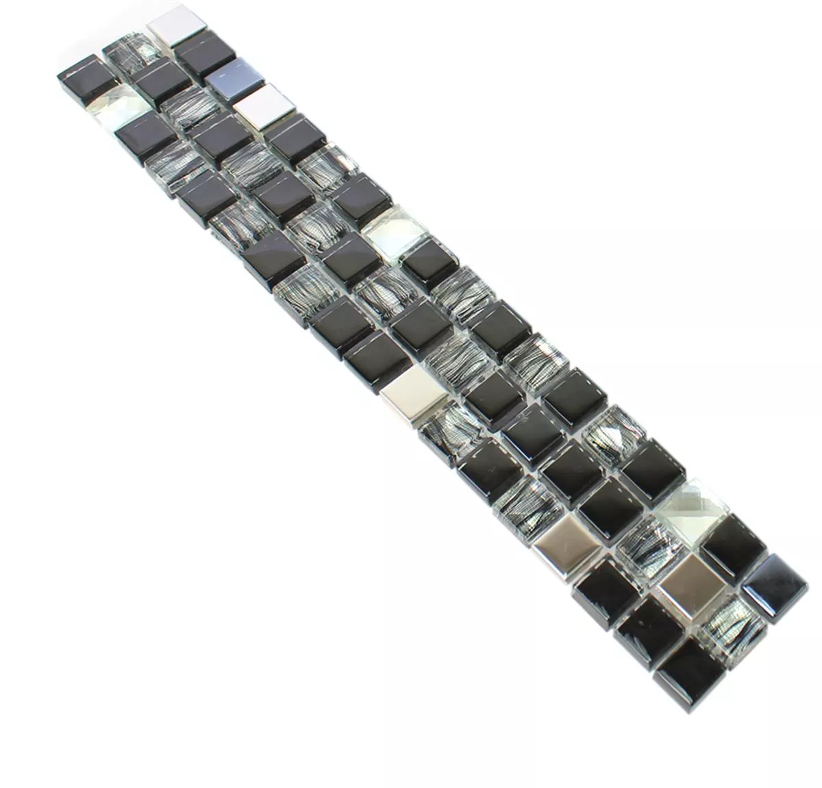 Cristal Metal Mosaico Borde Mexicali Negro Gris Plateado
