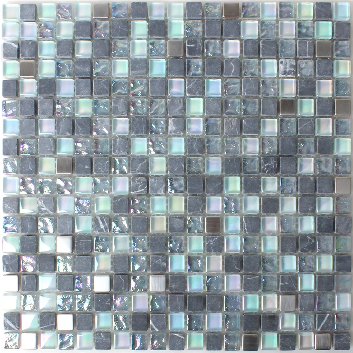Muestra Azulejos De Mosaico Cristal Mármol Efecto Nacarado Gris Mezcla