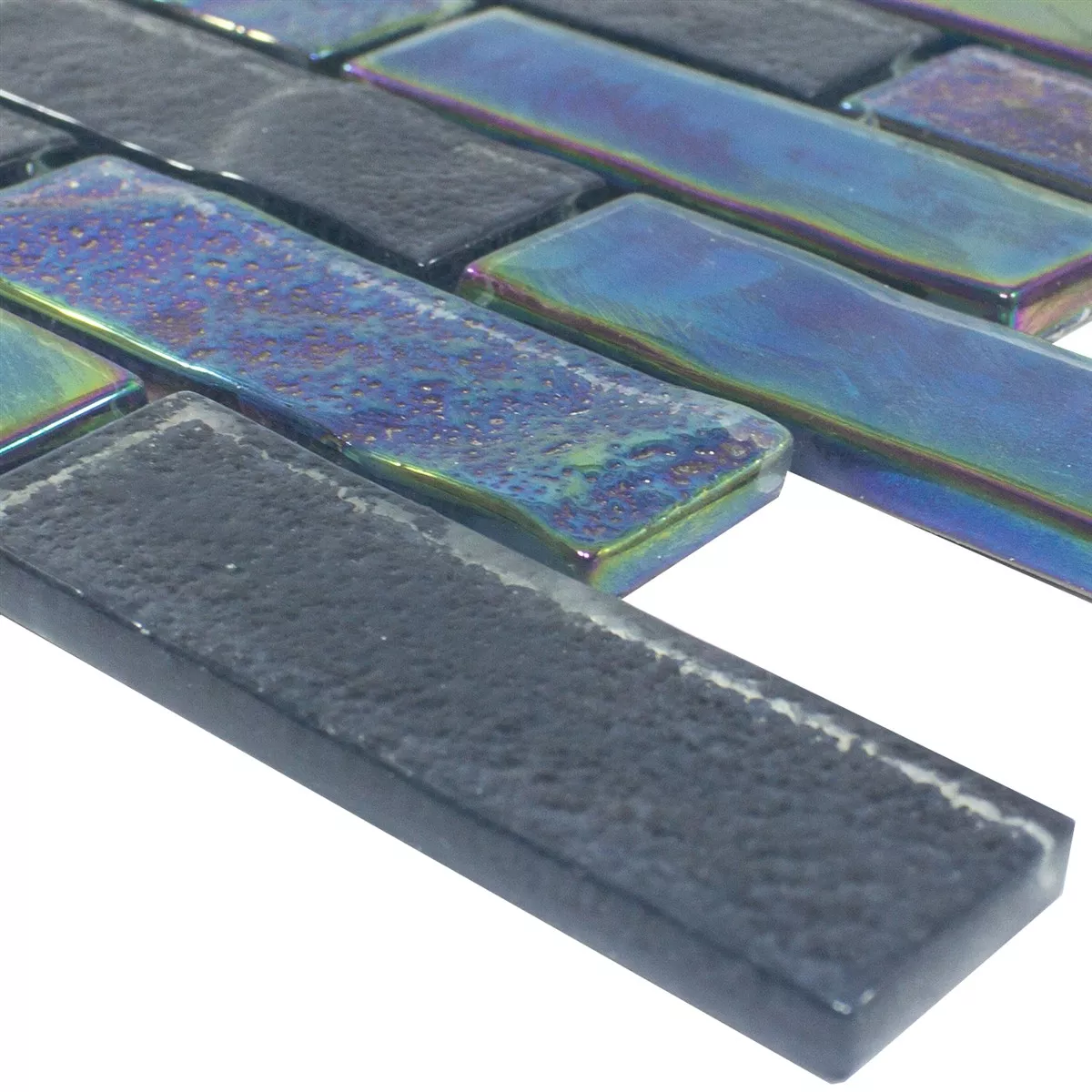 Mosaico de Cristal Efecto Nacarado LaBrisa Negro Rectángulo