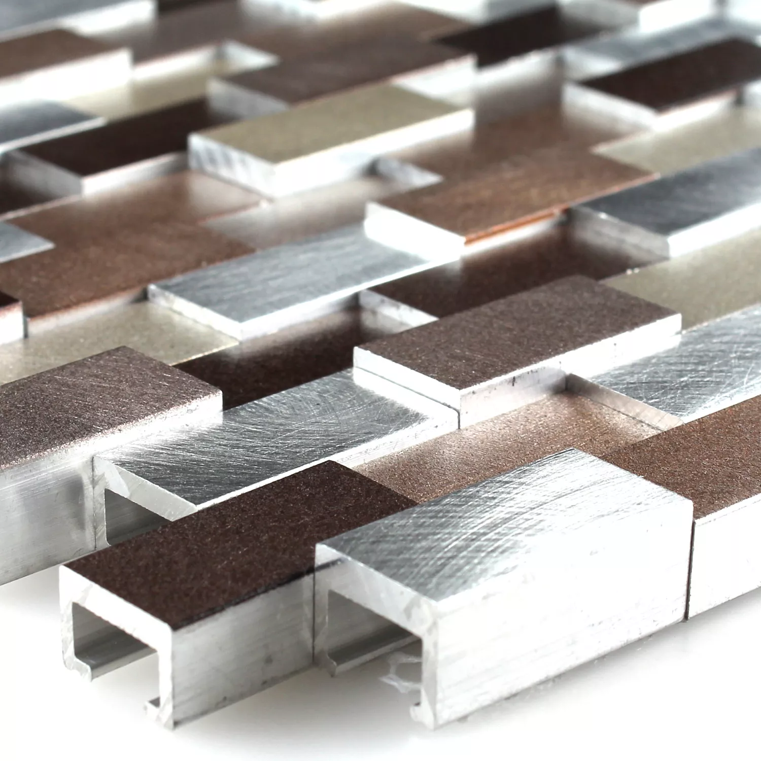 Azulejos De Mosaico Auminio Metal Langley 3D Cobre Marrón
