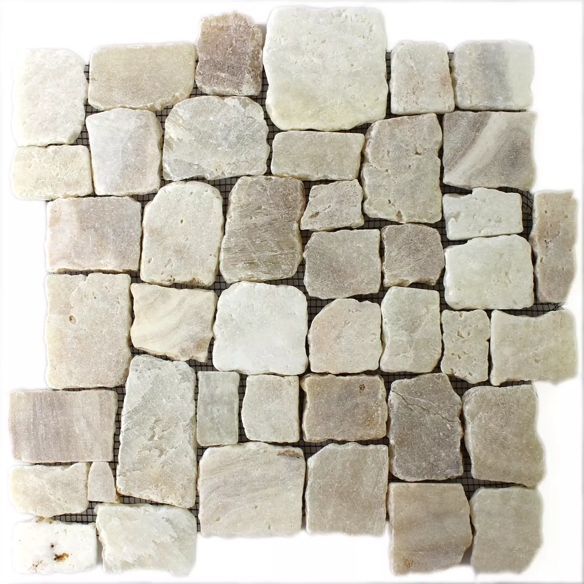 Muestra Azulejos De Mosaico Piedra Natural Cream Pulido