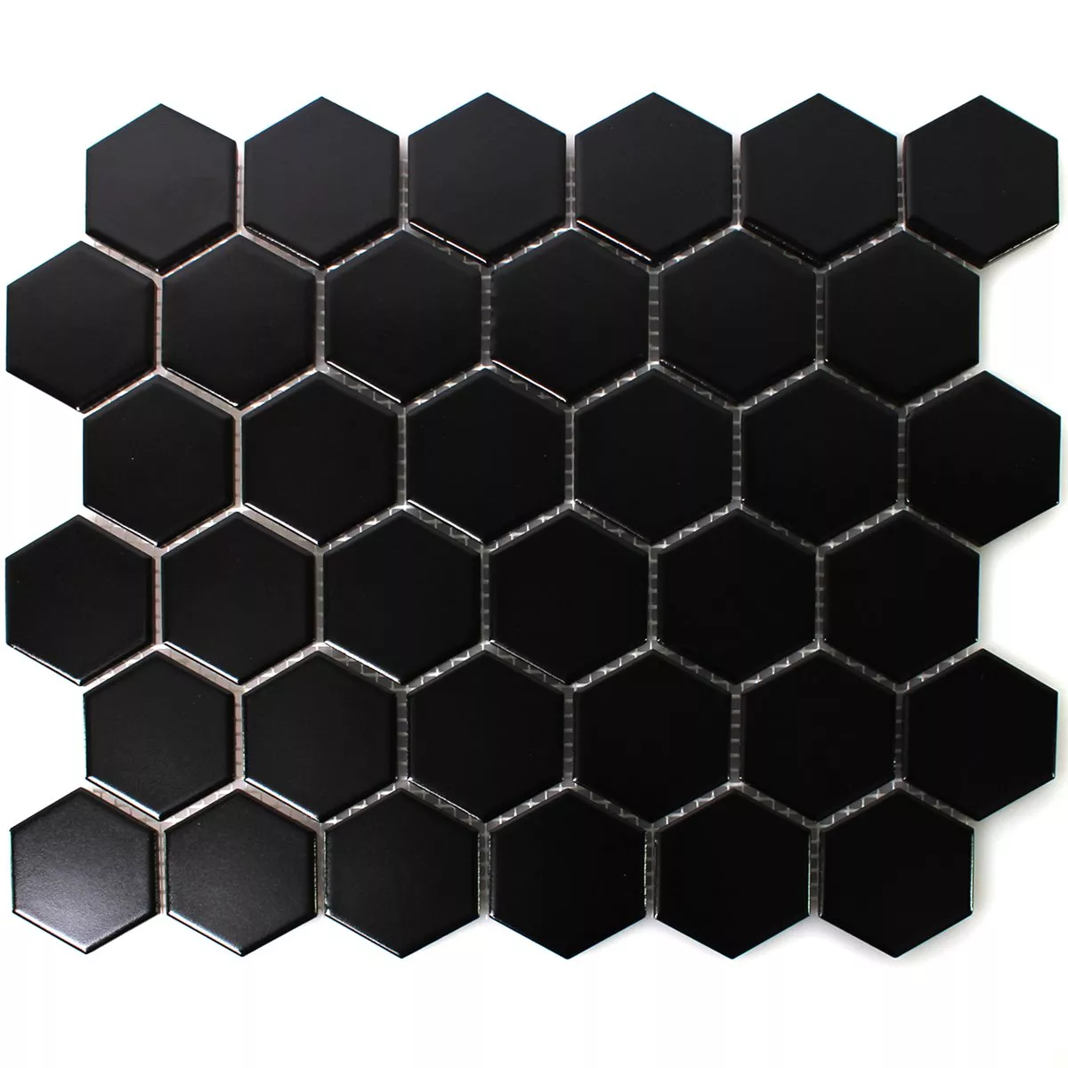 Azulejos De Mosaico Cerámica Hexagonales Negro Mate H51