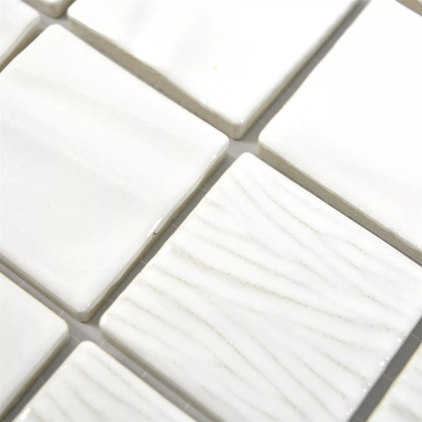 Muestra Mosaico Cerámico Azulejos Rokoko 3D Elegance Blanco