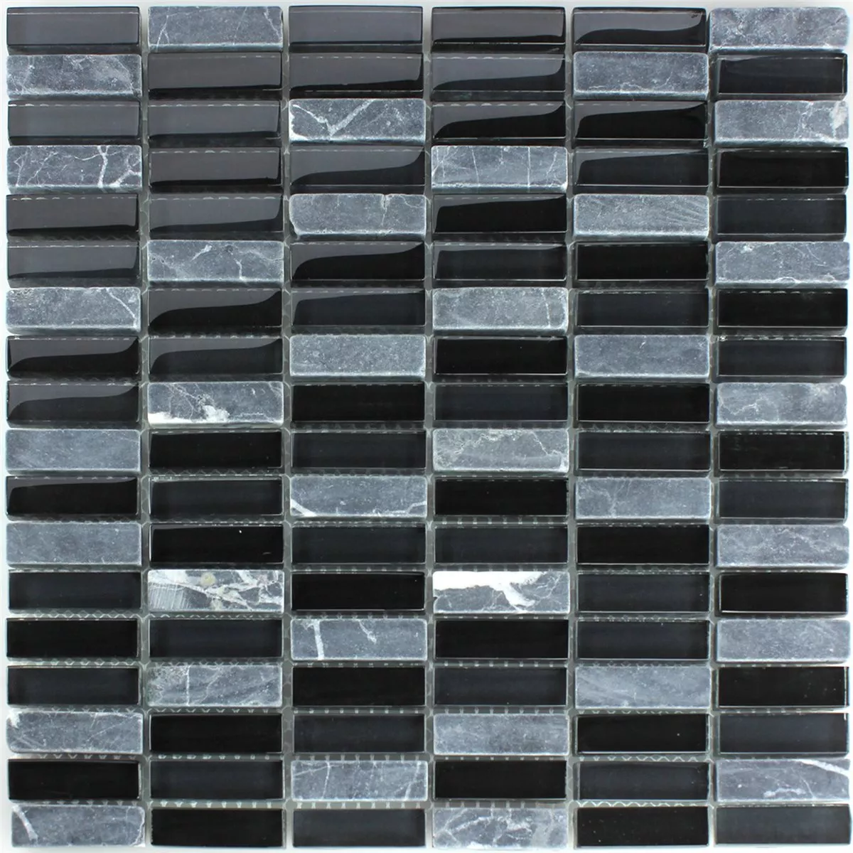 Muestra Azulejos De Mosaico Cristal Mármol Negro Gris Mezcla