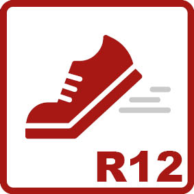 Antideslizante R12 
Ángulo de inclinación de 27-35°Valor de fricción alto, ideal para áreas como cámaras frigoríficas, estaciones de bomberos o plantas de tratamiento de aguas residuales.
