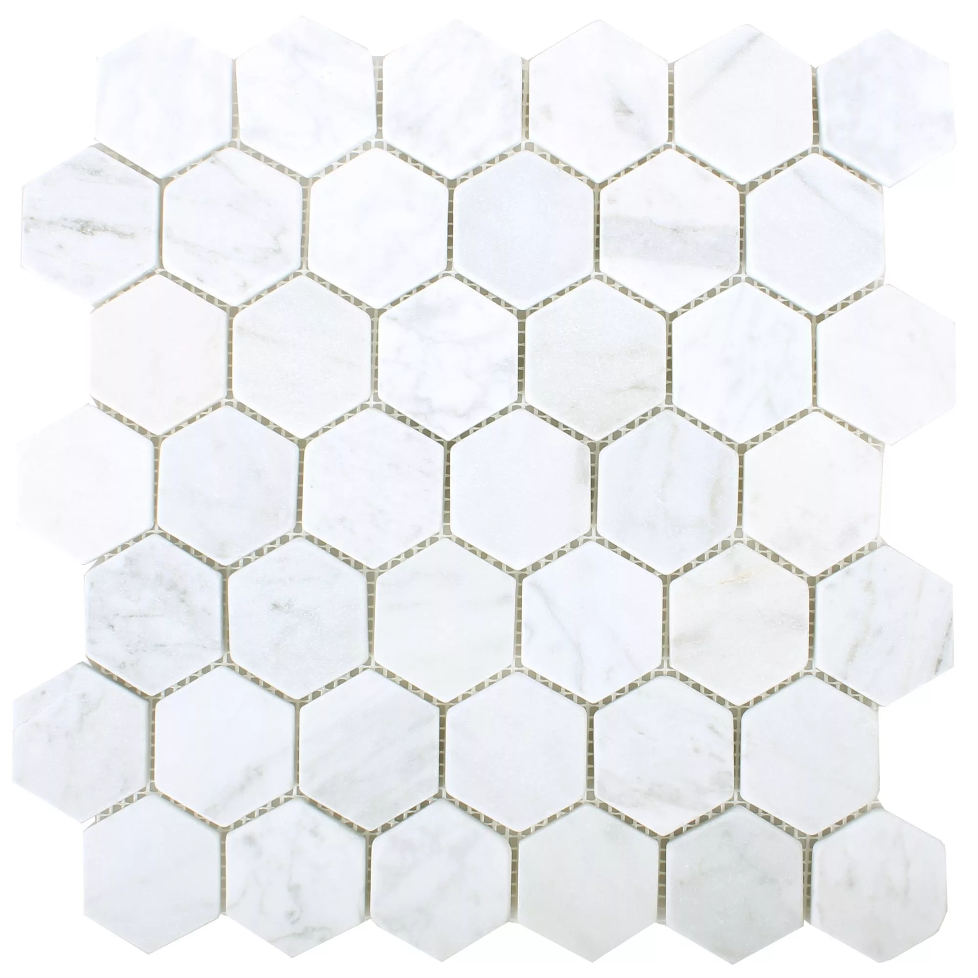 Muestra Azulejos De Mosaico Mármol Wutach Hexagonales Blanco Carrara