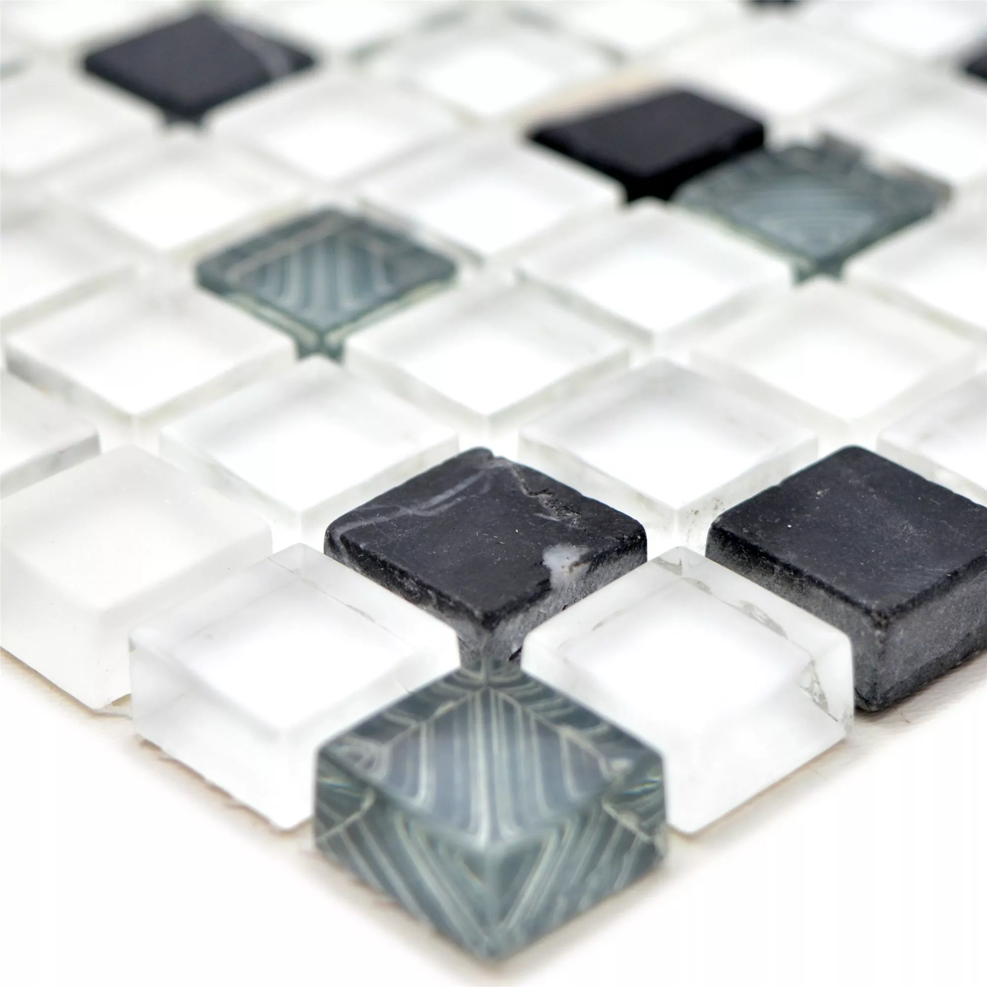 Mosaico De Cristal Azulejos De Piedra Natura Nexus Super Blanco Negro