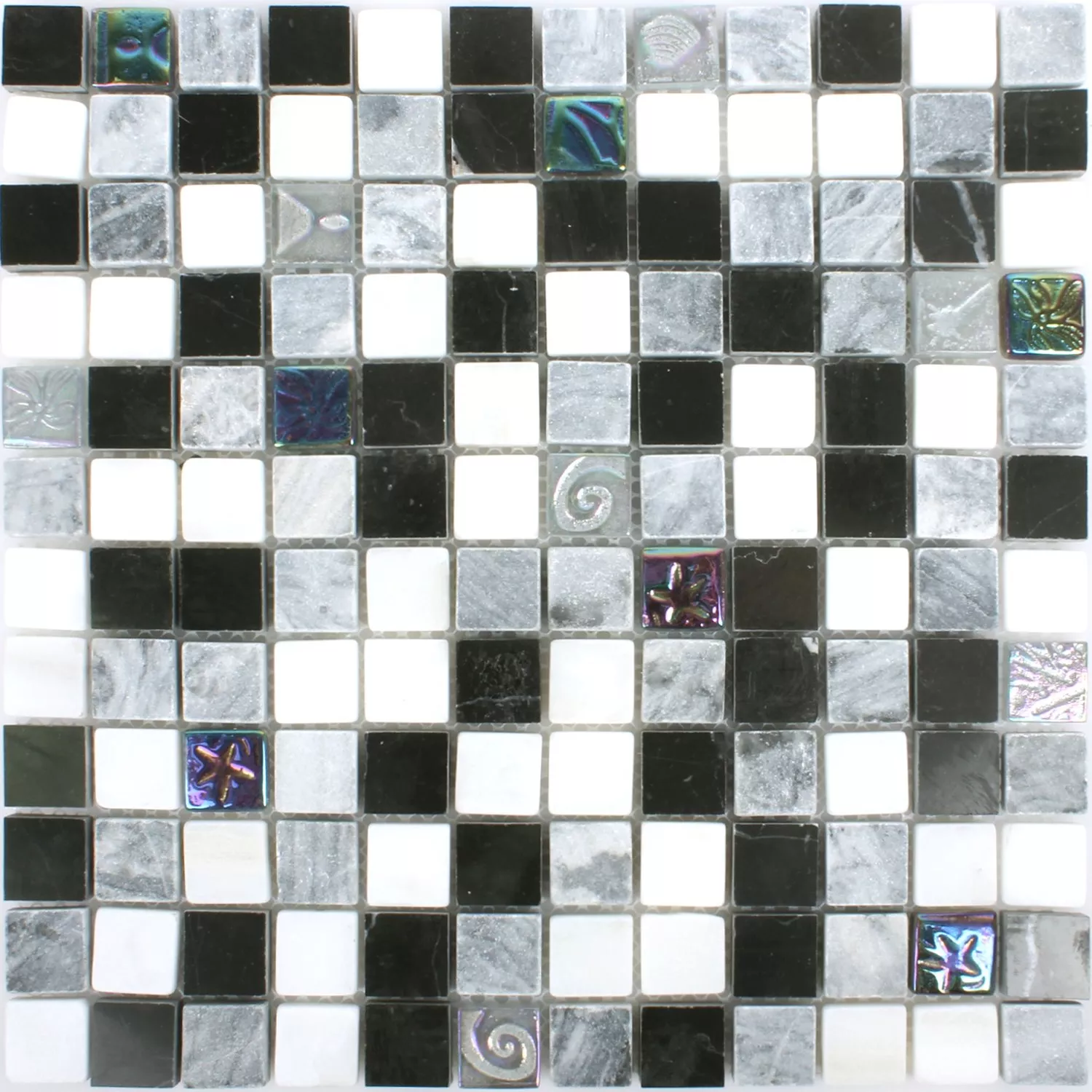 Azulejos De Mosaico Relief Mármol Cristal Mezcla Negro Gris Blanco