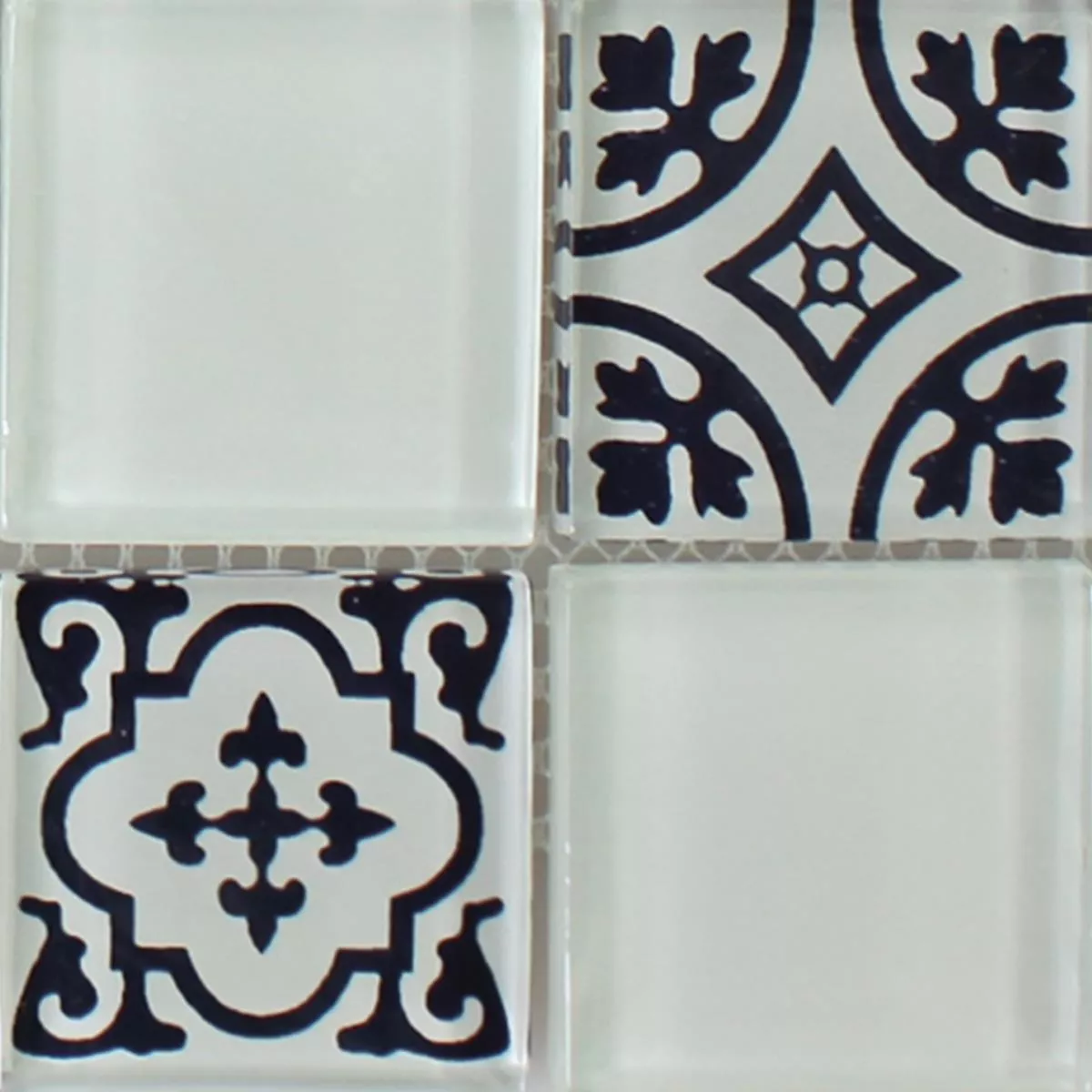 Muestra Azulejos De Mosaico Cristal Barock Ornamento Blanco