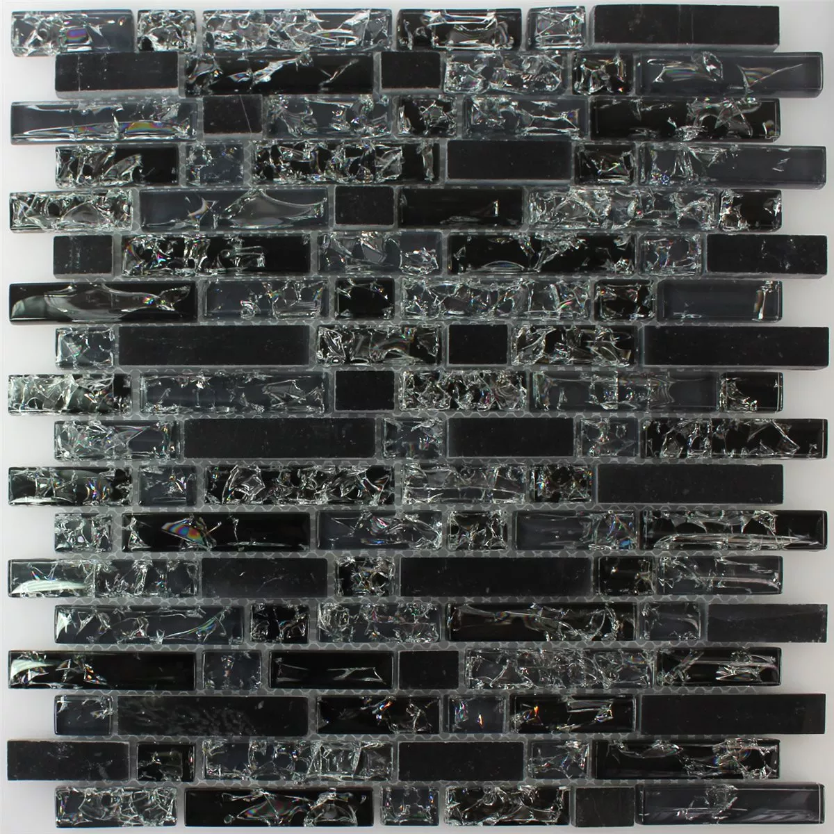 Muestra Azulejos De Mosaico Cristal Piedra Natural Composite Vidrios Rotos Negro