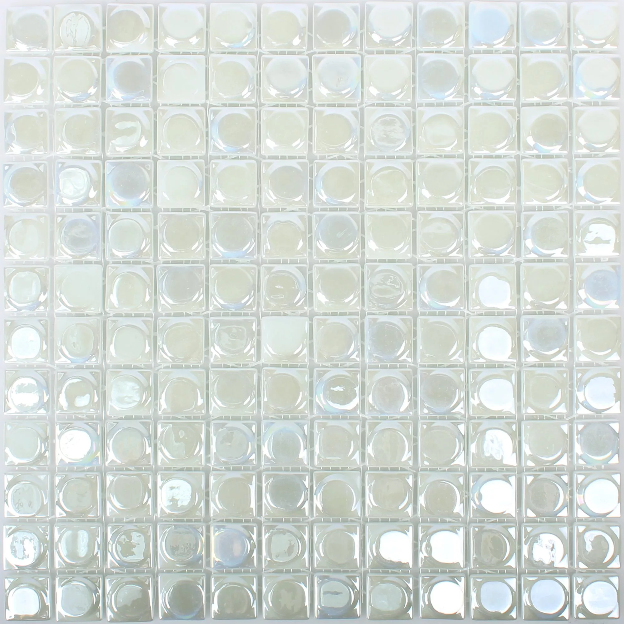 Mosaico De Cristal Azulejos Accra Blanco 3D Redondo