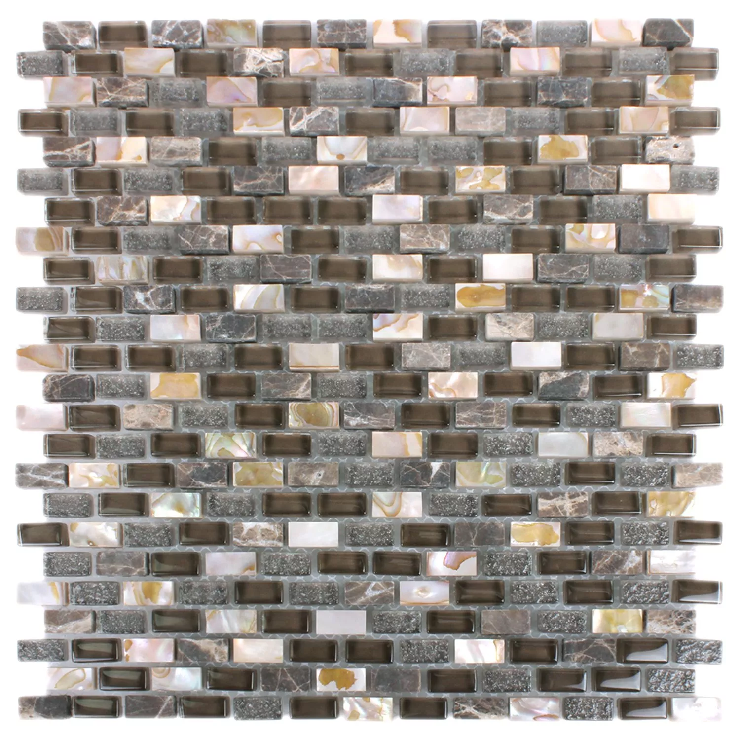 Azulejos De Mosaico Concha Cristal Piedra Natural Jasmina Marrón Oscuro