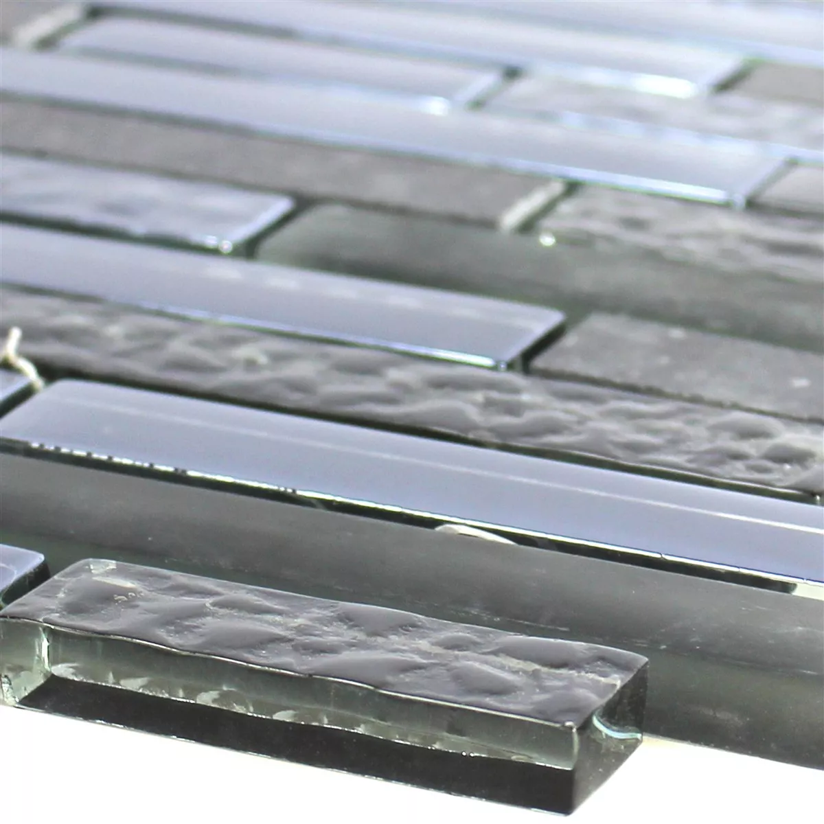 Cristal Piedra Acero Inoxidable Mosaico Wilmont Negro Plateado