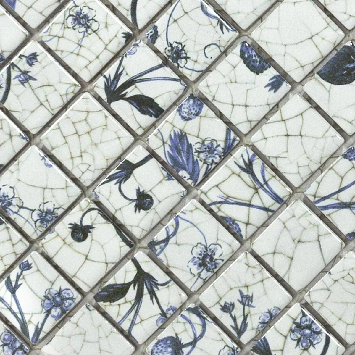 Cerámica Azulejos De Mosaico Isabella Blanco Azul