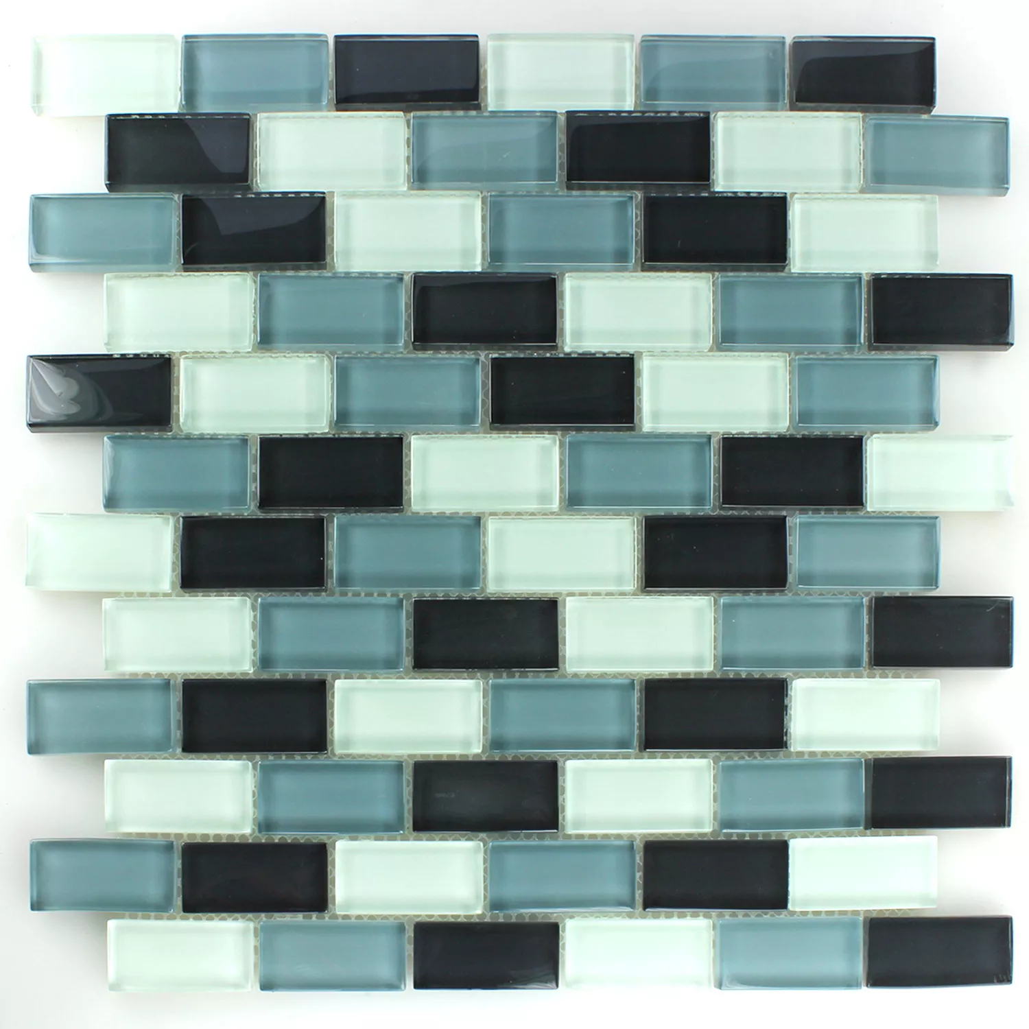 Azulejos De Mosaico Cristal Brick Gris Mezcla