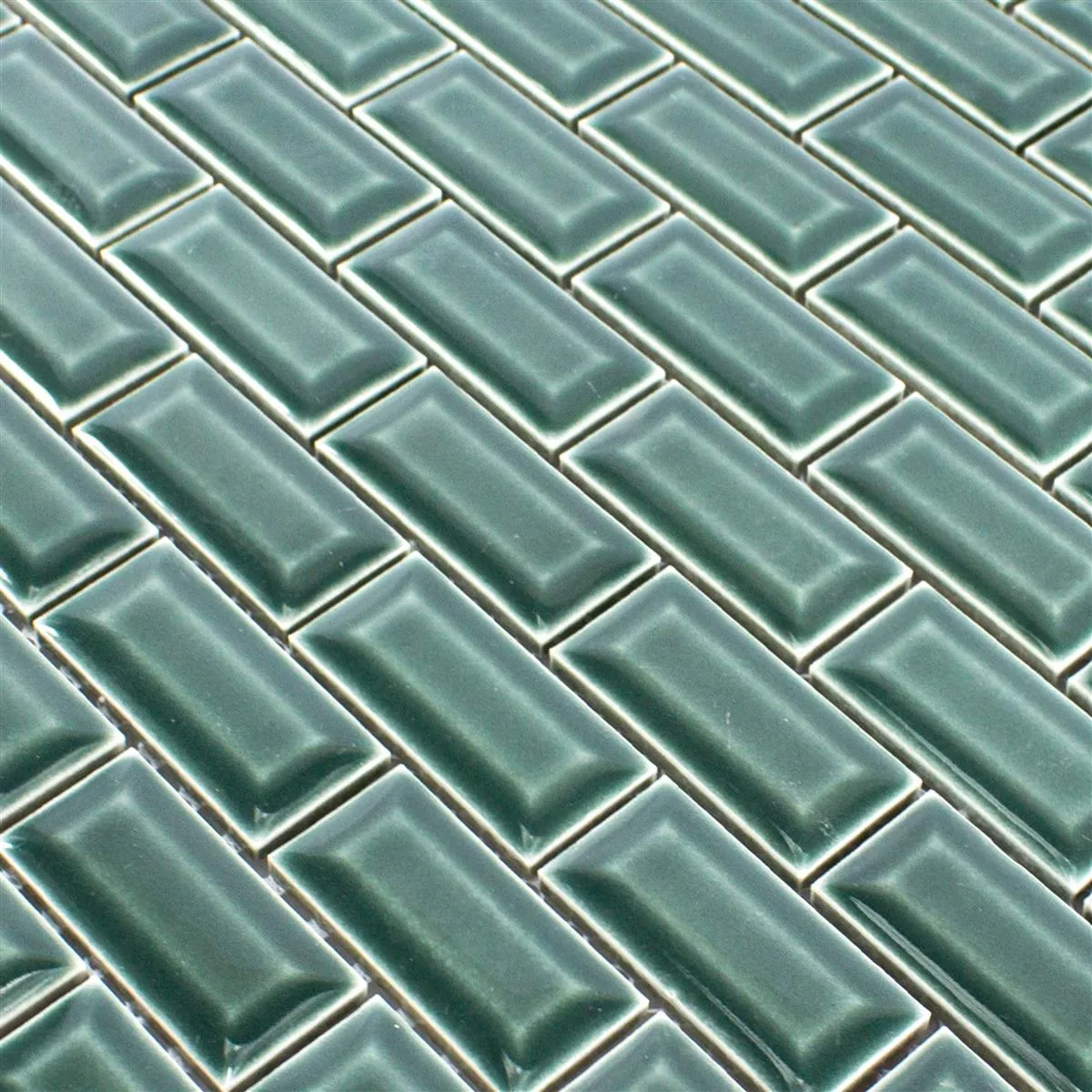 Muestra Mosaico Cerámico Azulejos Organica Metro Verde