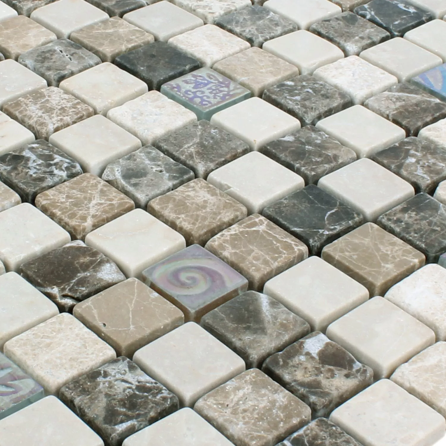 Muestra Azulejos De Mosaico Relief Mármol Java Cristal Mezcla Beige