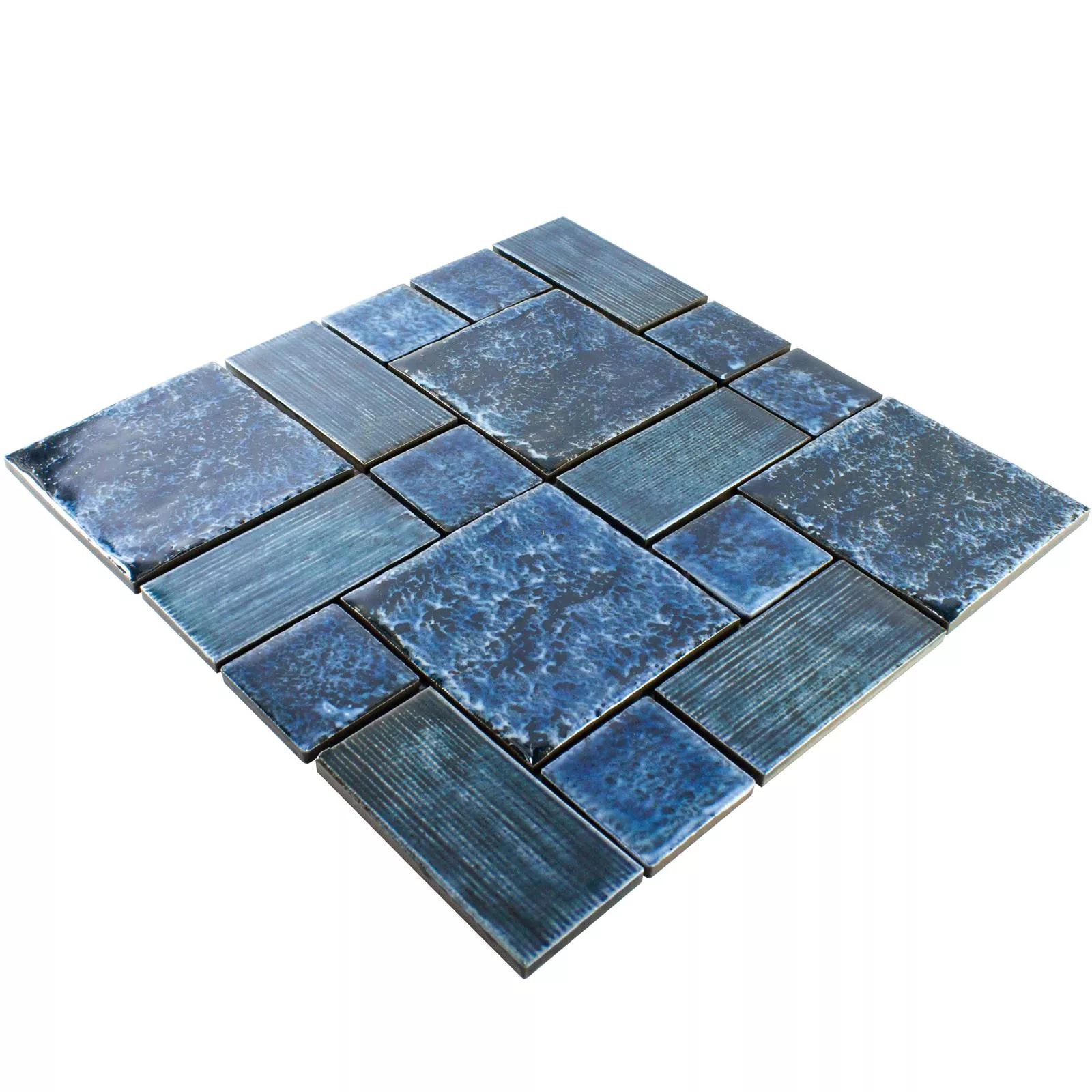 Muestra Cerámica Azulejos De Mosaico Bangor Brillante Turquesa Mix