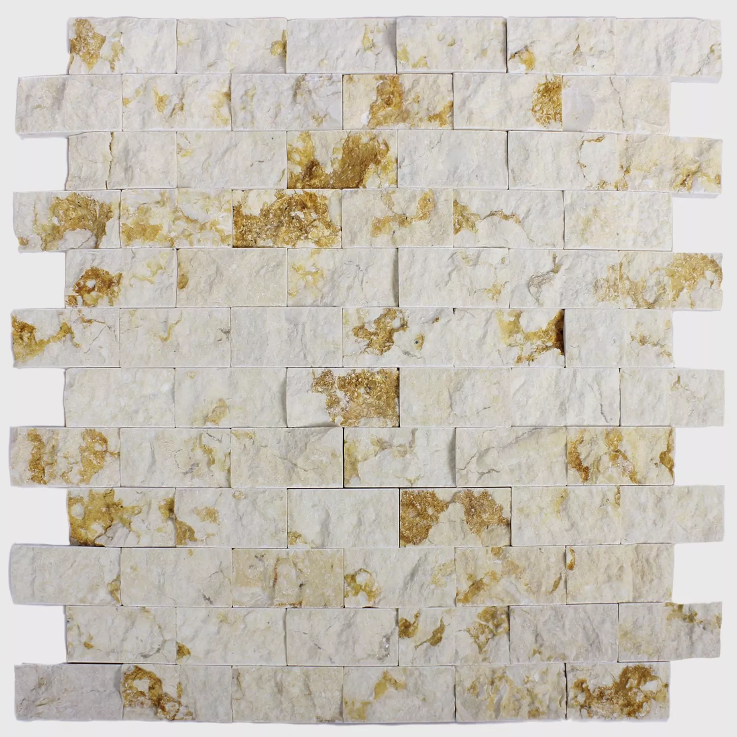 Mosaico De Piedra Natural Mármol Brick Splitface 3D Beige