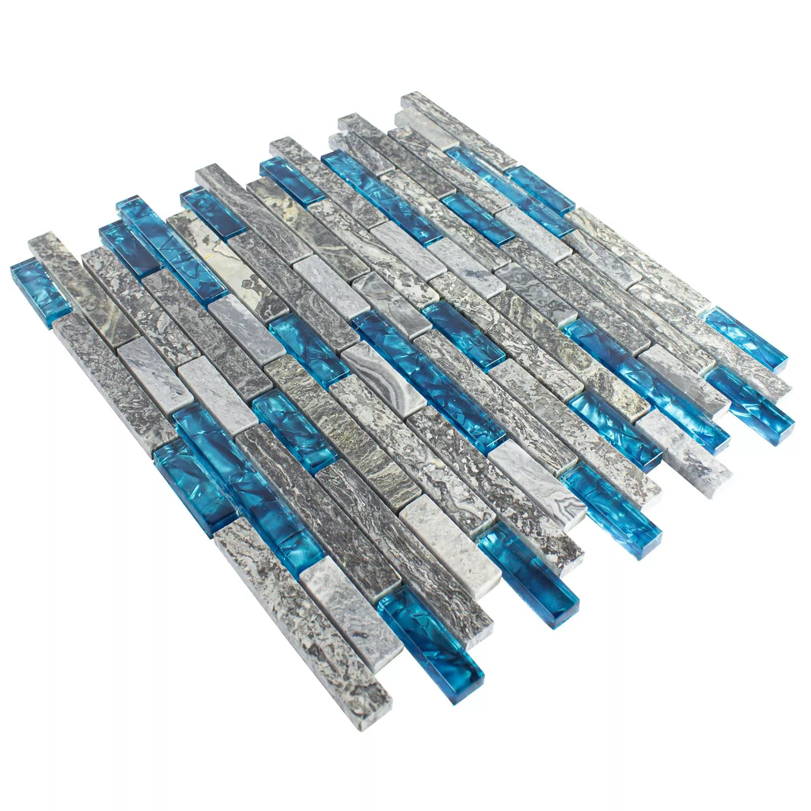 Muestra Mosaico de Cristal Azulejos De Piedra Natural Manavgat Gris Azul Brick