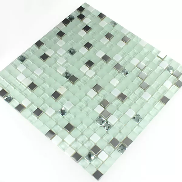 Azulejos De Mosaico Cristal Acero Inoxidable Turquesa Diamante
