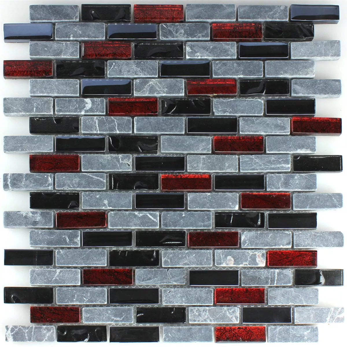 Azulejos De Mosaico Cristal Mármol Piedra Natural Negro Mezcla