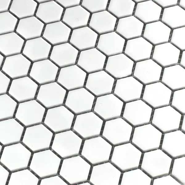 Azulejos De Mosaico Cerámica Hexagonales Blanco Mate H23