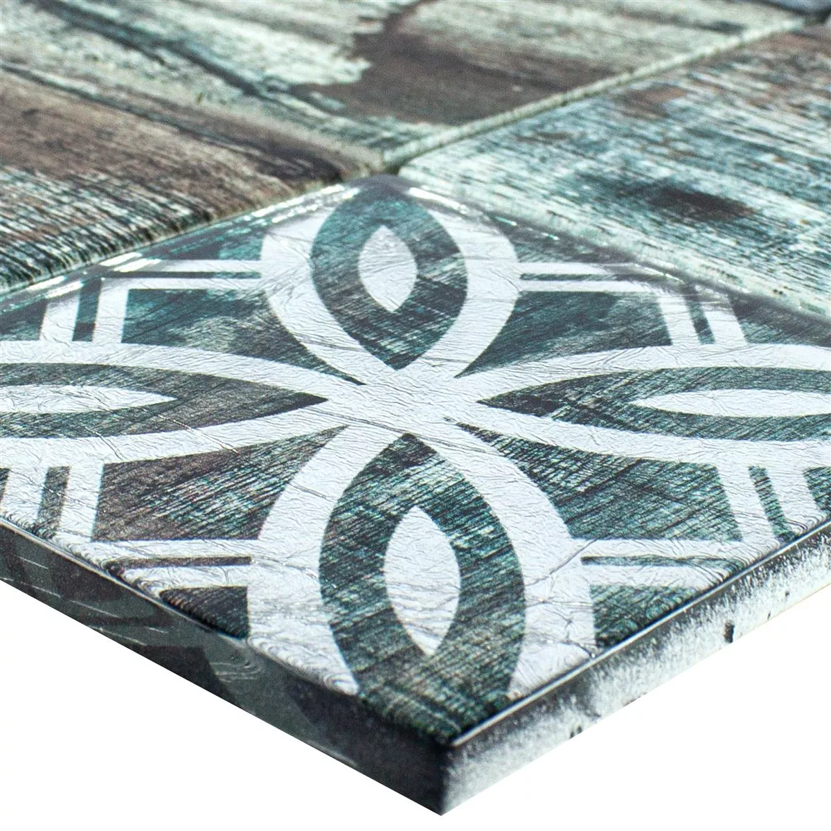 Mosaico de Cristal Azulejos Aspecto de Madera Norwalk Gris Marrón Verde Q98 Mosaico de Cristal Azulejos Aspecto de Madera Norwalk Gris Marrón Verde Q98