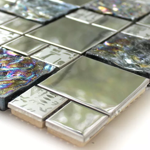 Azulejos De Mosaico Cristal Acero Inoxidable Metal Agypt Plateado