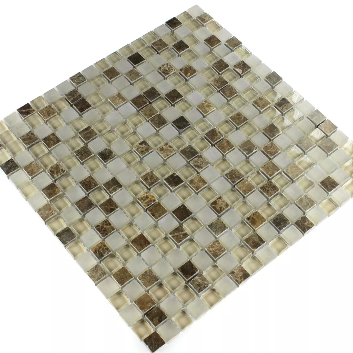 Azulejos De Mosaico Cristal Mármol Quebeck Marrón 15x15x8mm