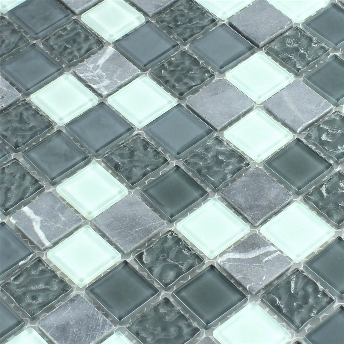 Azulejos De Mosaico Cristal Mármol Gris 25x25x4mm