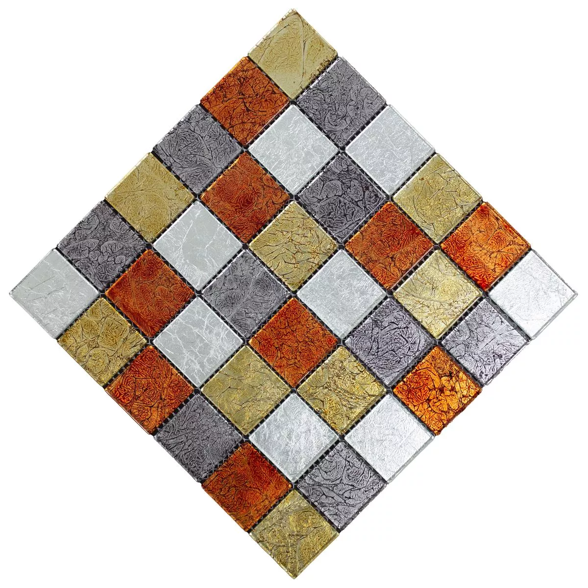 Mosaico de Cristal Azulejos Curlew Rojo Marrón Plateado Q48 4mm 