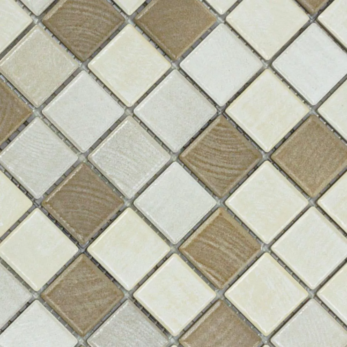 Mosaico Cerámico Azulejos Luminara Aspecto de Madera Marrón Beige