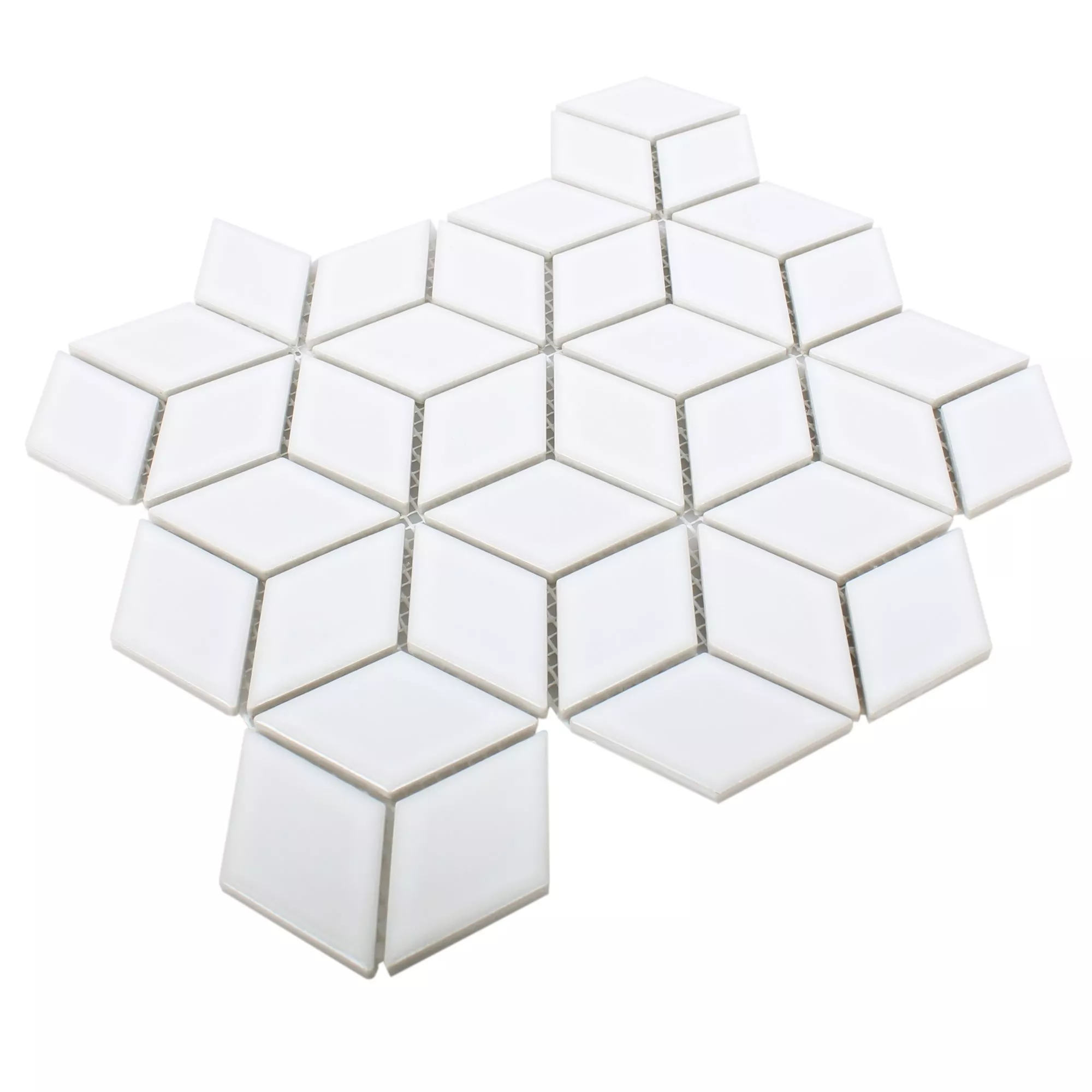 Muestra Cerámica Azulejos De Mosaico Cavalier 3D Cubo Blanco Brillante
