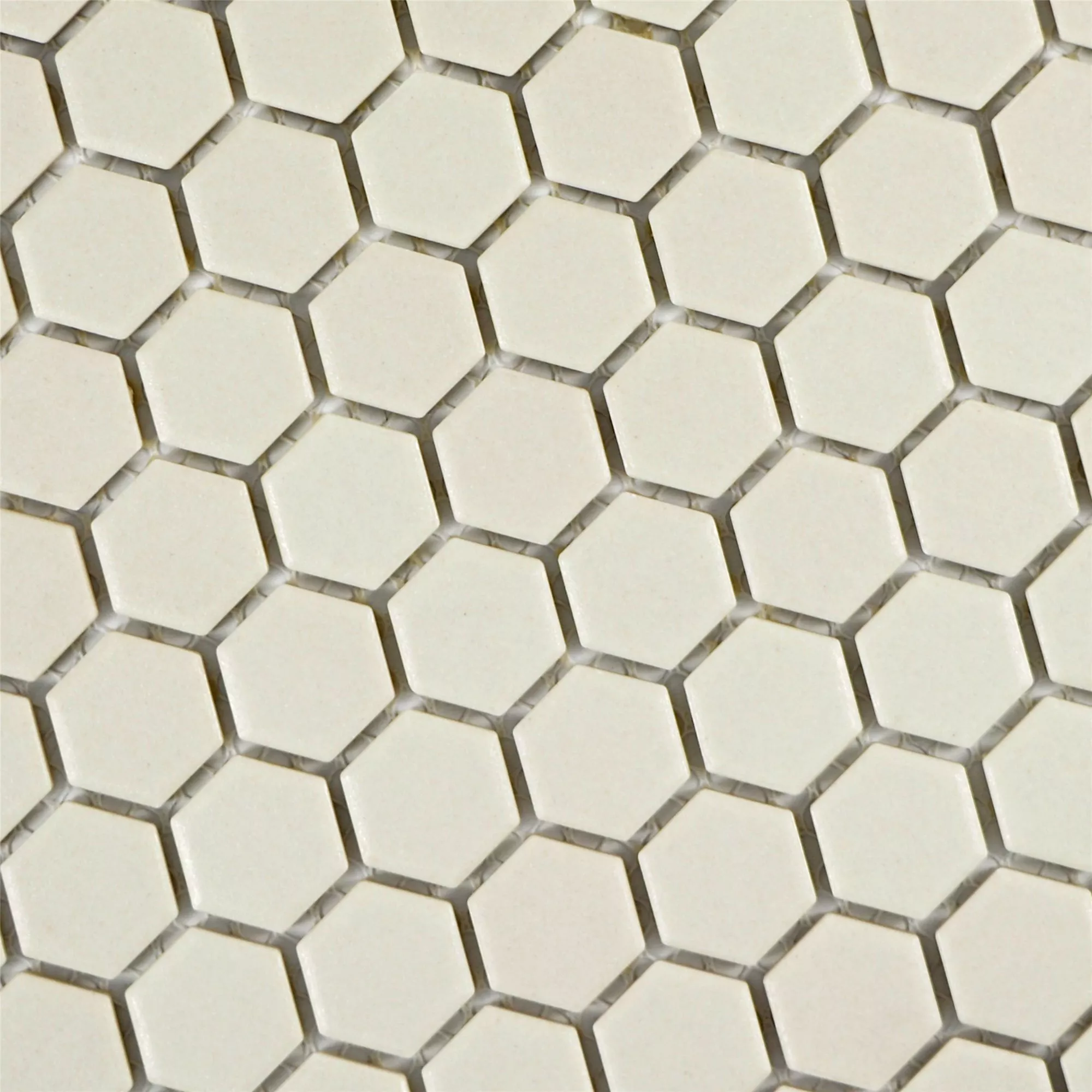 Muestra Cerámica Azulejos De Mosaico Hexagonales Zeinal No Esmaltado Beige Claro R10B