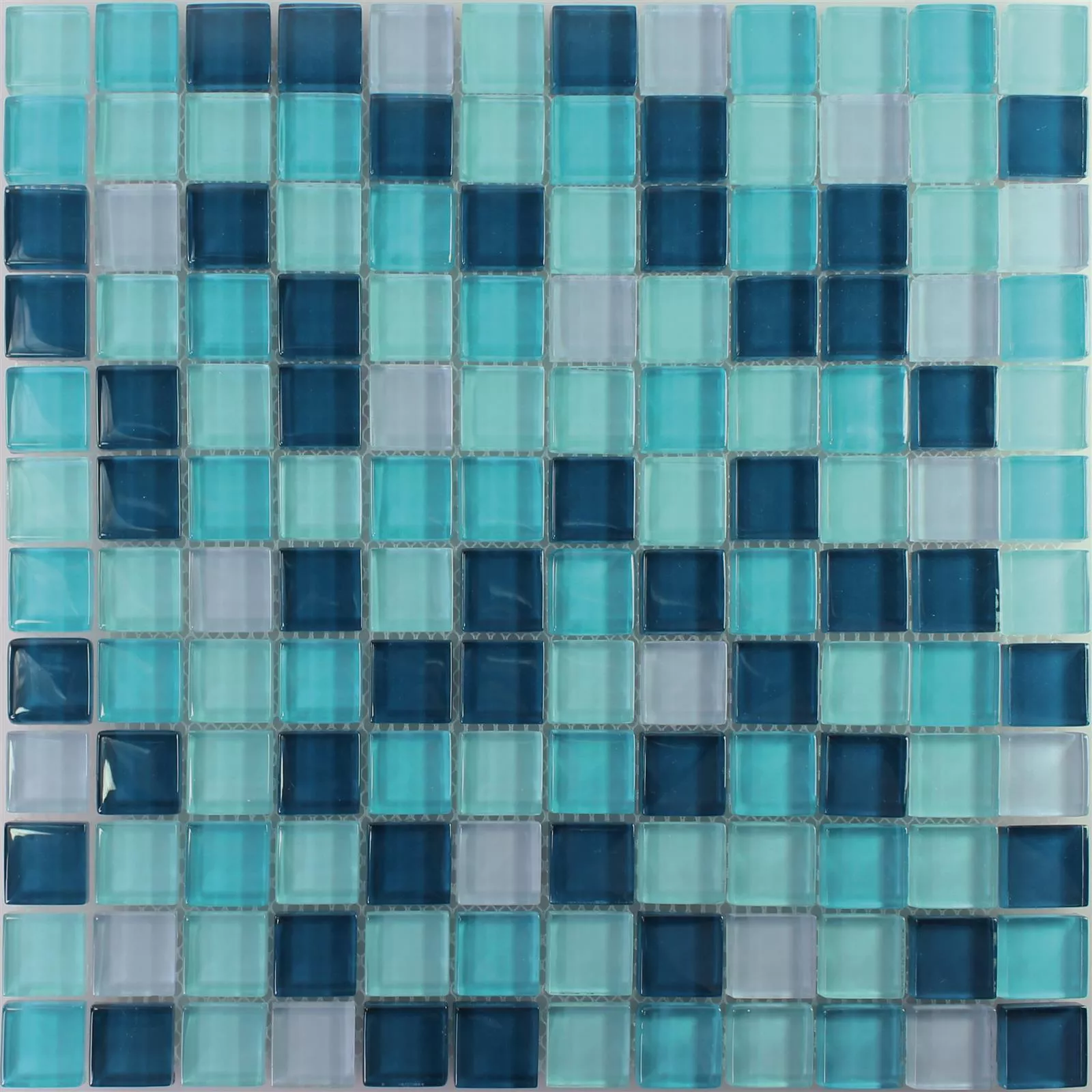 Muestra Mosaico De Cristal Azulejos Palikir Azul Verde Mix