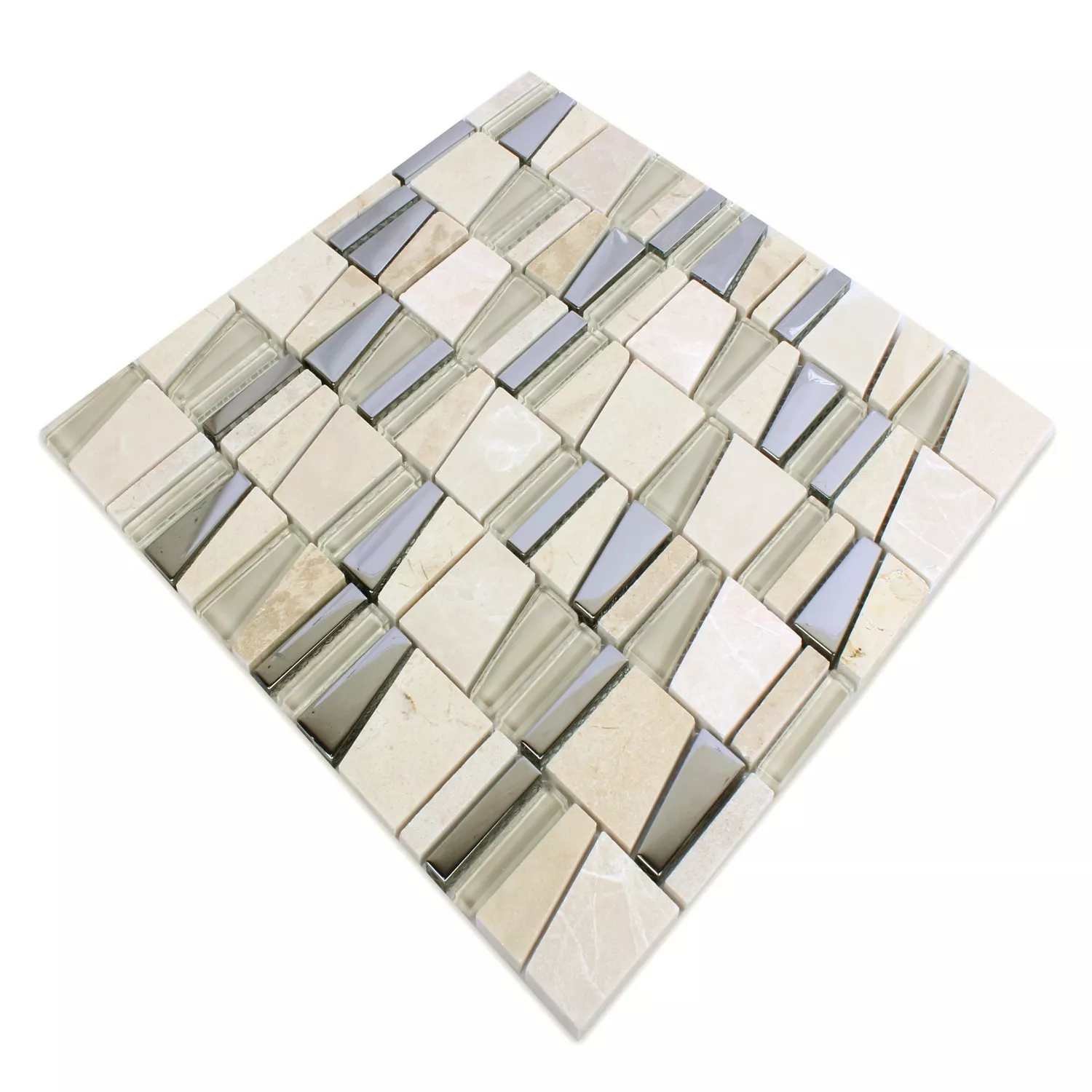 Muestra Azulejos De Mosaico Cristal Piedra Natural Beige Efecto