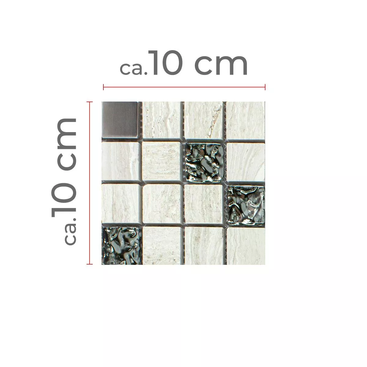 Muestra Cristal Piedra Natural Metal Azulejos De Mosaico Fulda Gris Plateado