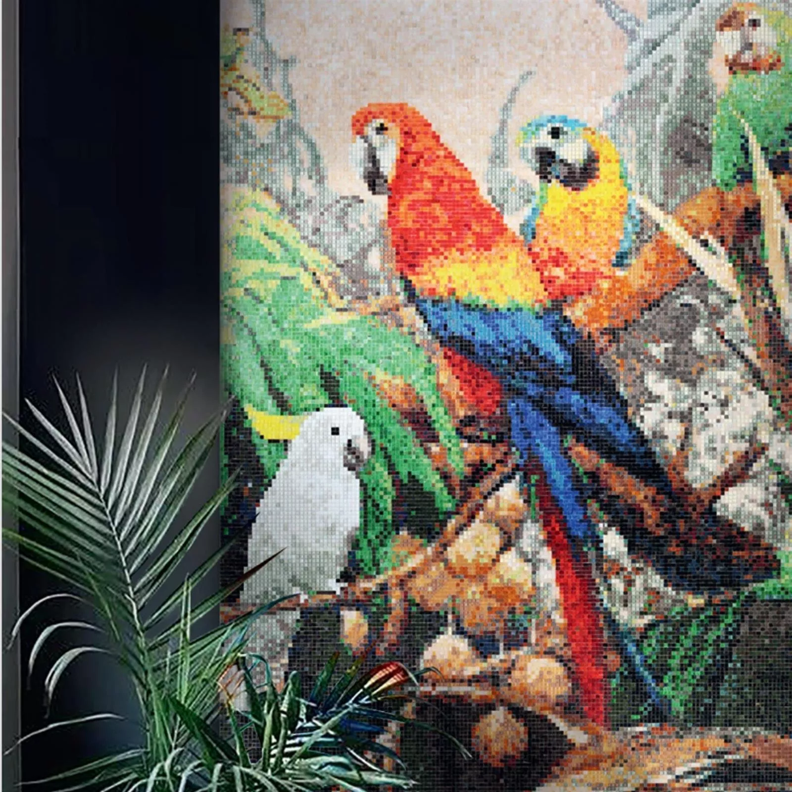 Mosaico De Cristal Imagen Parrots 110x240cm