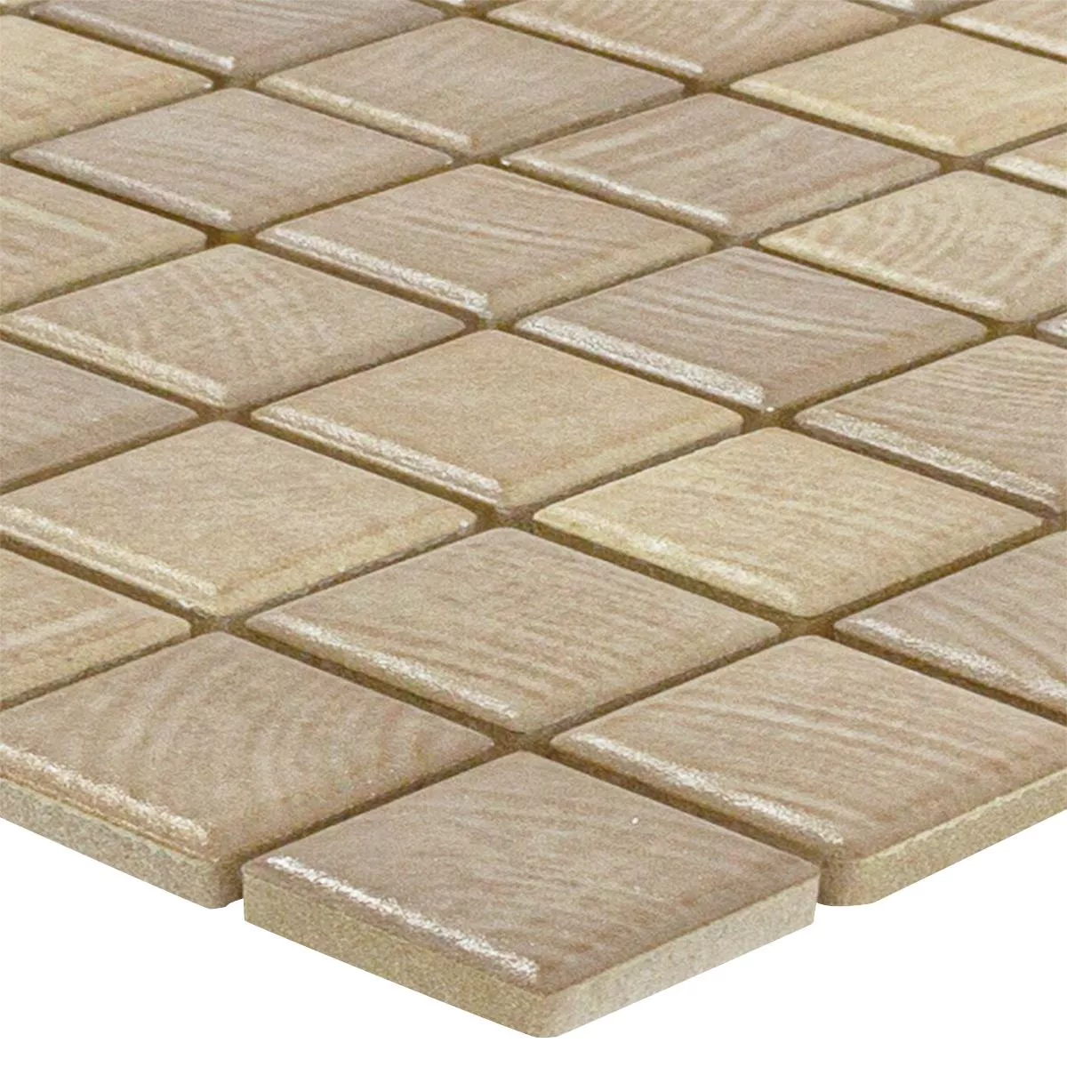 Mosaico Cerámico Azulejos Luminara Aspecto de Madera Marrón Claro